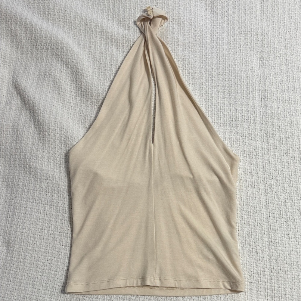 Reformation XS Cream Halter Top